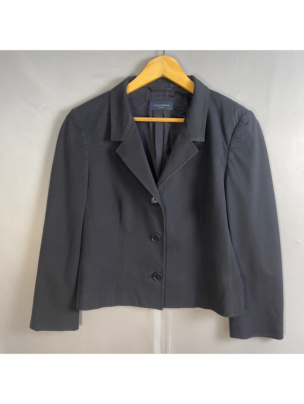 PIAZZA SEMPIONE Women's Black Three-Button Notch Collar Blazer SZ 42(6)